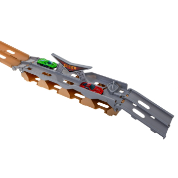 Zestaw 3w1 Ciężarówka z lawetą + autka resoraki dla dzieci 3+ Tor z katapultą